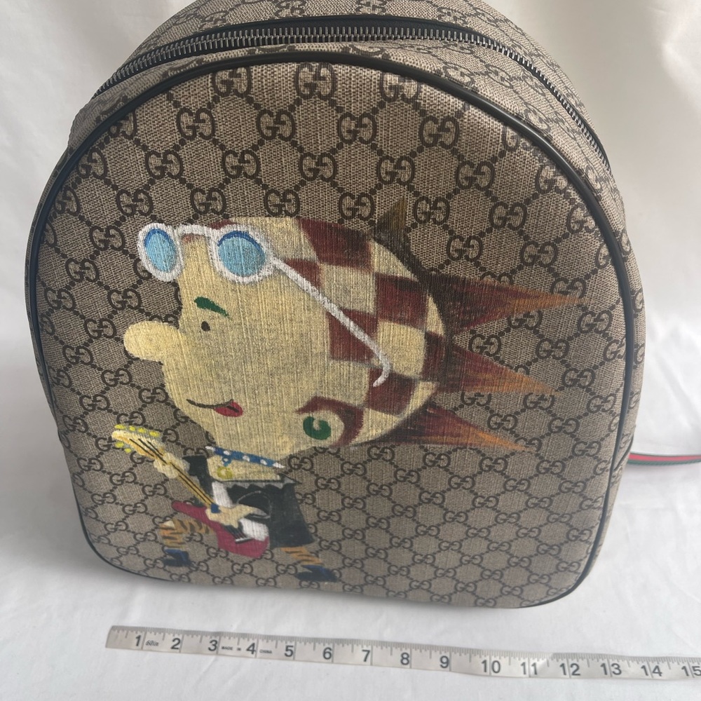 COPY - $1290 Gucci Brown Coated Canvas Punky FriendGRG Web Straps Backpack 4335… - Picture 9 of 17